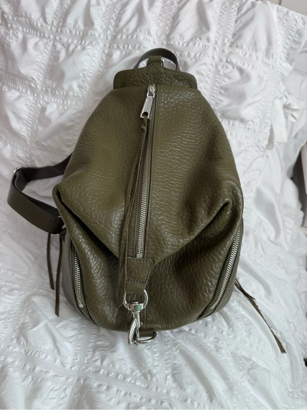 NWT Rebecca Minkoff Olive Green Leather Sling Backpack